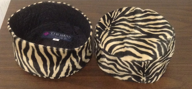 Tan Zebra Print Pillbox Hat