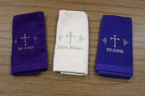 Hand Towel Elder w/ Cross design, Dist. Elder w/ Cross design - Thomas Creative Apparel