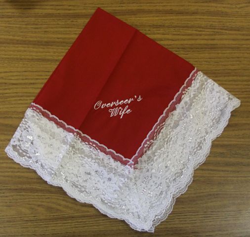 Ladies Hanky Red with embroidery and fringe - Thomas Creative Apparel