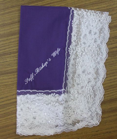 Ladies Hanky Purple with embroidery and fringe - Thomas Creative Apparel