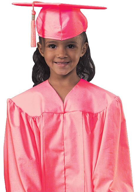 Child Shiny Red Graduation Cap & Gown - Preschool & Kindergarten